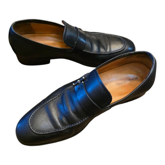 Men's MAGNANNI Black Leather Slip-on Bit Loafer sz 7 - Picture 3 of 11